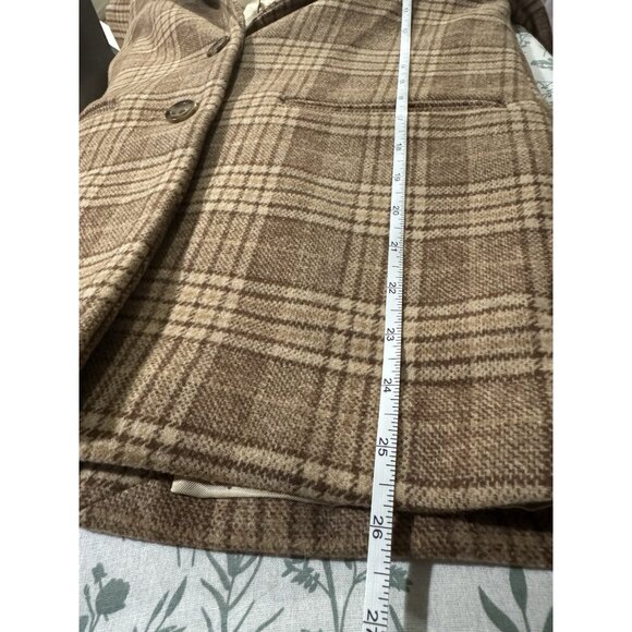 Abercrombie & Fitch Women's XXSP Brown Plaid Dad Coat Jacket Wool-Blend Preppy - Picture 11 of 11